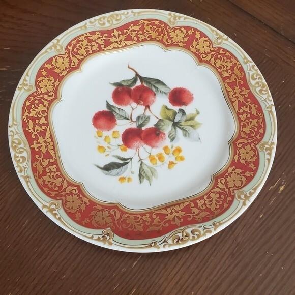 Andrea by Sadek 'Winterthur' Fruit Decor set of 4 Plates - 8.25"  MIJ - Picture 6 of 10